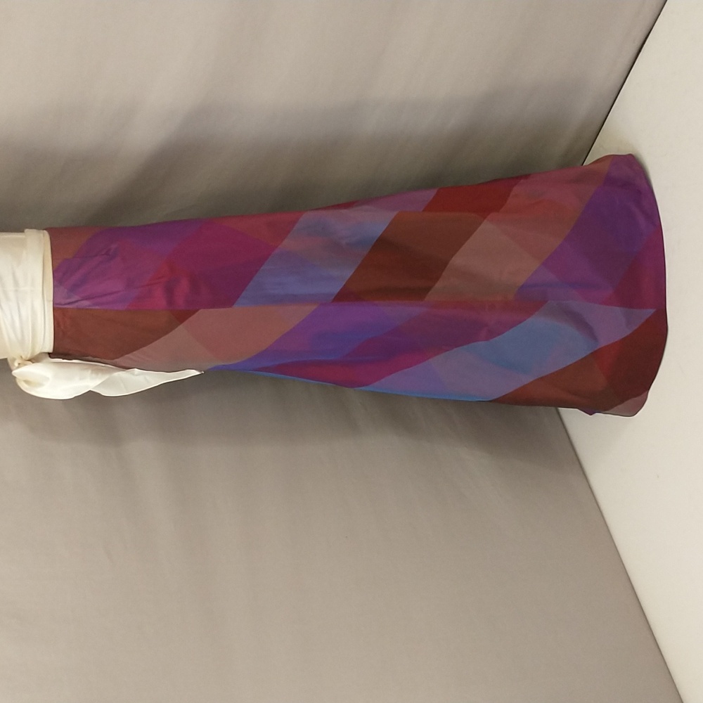 Silk Maxi Skirt Diagonal Stripe Colorful Pink Purple Copper 28Waist 39Hips 43Lng - Picture 5 of 13